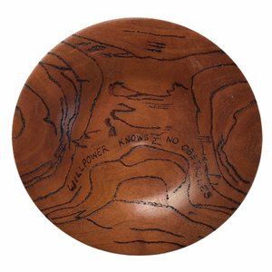 Handmade Wood Plate 5.5" Trinket Keys Candy Dish Cherry Signed Round Quote NEW